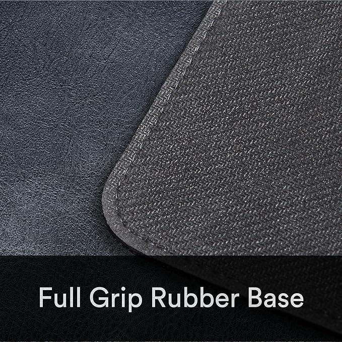 Premium Distressed Faux Vegan Leather Desk Mat | Multifunctional Desk Pad for Home Office | (Black/Grey, 15.75" x 36")