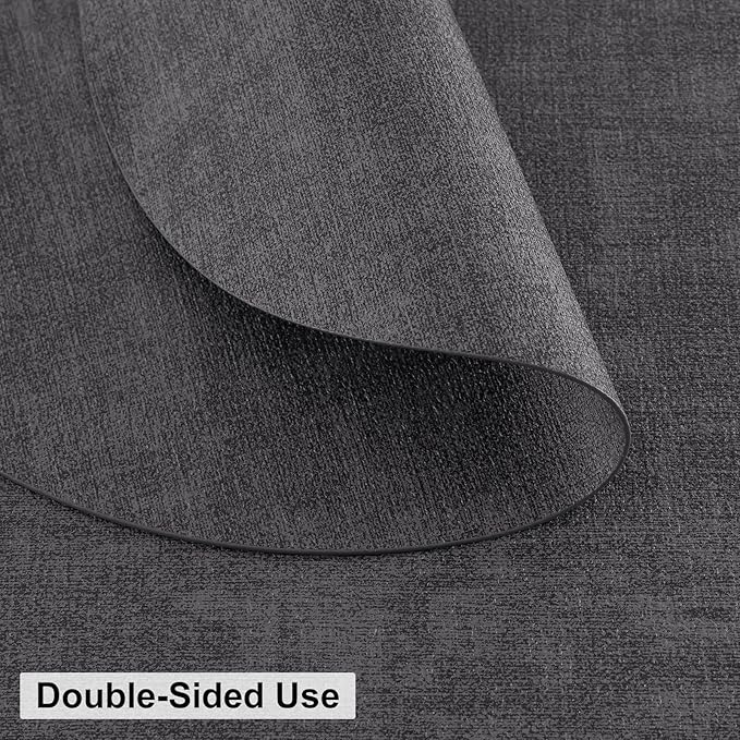 homing Round Faux Leather Placemat and Coaster 4 Packs, Washable Heat Resistant Dining Place Mats, Wipeable Double-Sided Table Mats for Indoor and Outdoor, Diameter 13 and 3.93 inch, Charcoal