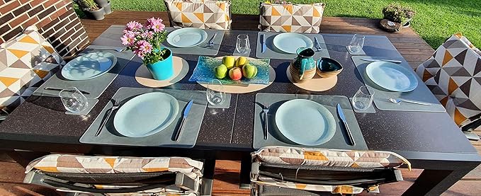 Nikalaz Set of 4 Placemats and 4 Coasters Made of Recycled Leather (18''x13'', Dirty Grey)