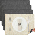 Myir JUN Dual Sided Placemats, Faux Leather Set of 4 for Dining Table Indoor Outdoor, Square Non-Slip Washable Table Mats (Gray Cream-White)
