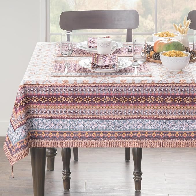 Maison d' Hermine Table Cloth Rectangle Table 100% Cotton 60 x 108 Inches Fall Tablecloth Reusable Everyday Use for Thanksgiving Christmas Decorations Dining Farmhouse Party (Fair Isle)