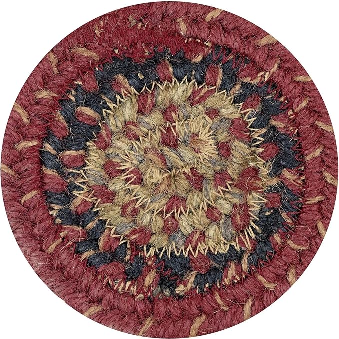 Homespice Highland Jute Braided Trivets for Table,Warm Country and Cabin Decor, Set of 3, Multicolor 8" Round Heat Resistant Mats - Rich Colors, Easy to Clean, Durable and Protects Furniture