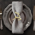 Decozen Set of 4 Gold Napkin Rings in Stag Design Festive Table Decor Setting for Holiday Wedding, Birthday, Kitchen, Home Decor Housewarming Gift - Thanksgiving & Christmas Gift Decoration