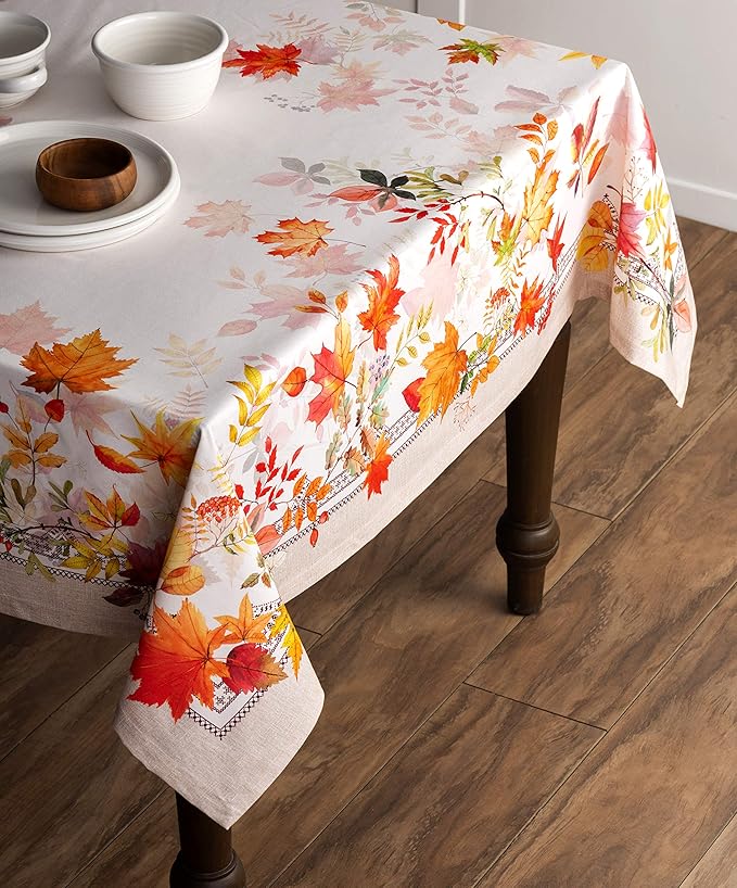 Maison d' Hermine Table Cloth Rectangle Table 100% Cotton 60 x 90 Inches Fall Tablecloth Reusable Everyday Use for Thanksgiving Christmas Decorations Dining Farmhouse Party (Amarante)
