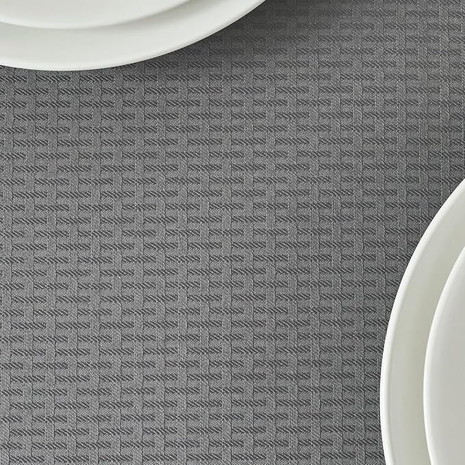 maxmill Tablecloth Stain Resistant Waterproof Wrinkle Resistant Spillproof Washable Soft Weaved Texture Table Cloth for Dining Room, Indoor Outdoor Use, Rectangle 60 x 140 Inch, Charcoal Gray