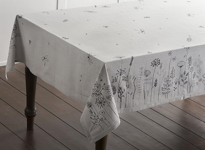 Maison d' Hermine Table Cloth Rectangle Table 100% Cotton 60 x 120 Inches Tablecloth Reusable Decorative for Dining Room Farmhouse Home Valentines Day Decorations Spring Summer - Flore