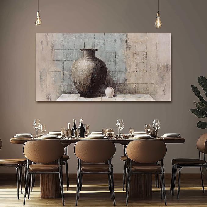 Paintings Home Decor Vintage Wall Decor Wall Decorations Rustic Farmhouse Wall Art Vase Painting Framed Art Abstract Canvas Wall Art for Living Room Bedroom Dining Room Home Office Decor 24"X48"