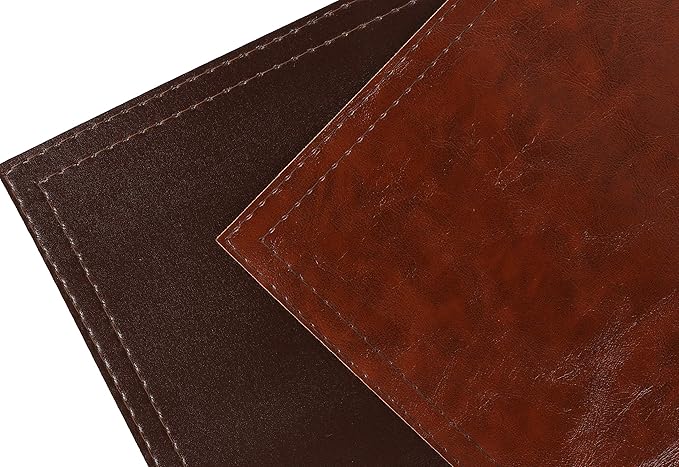Waterproof PU Placemats, Faux Leather Dining Table Mat, Set of 6, Easy to Wipe Off Scrub Vinyl Mat, Heat & Stain Resistant for Office Conference Table, Home Decor