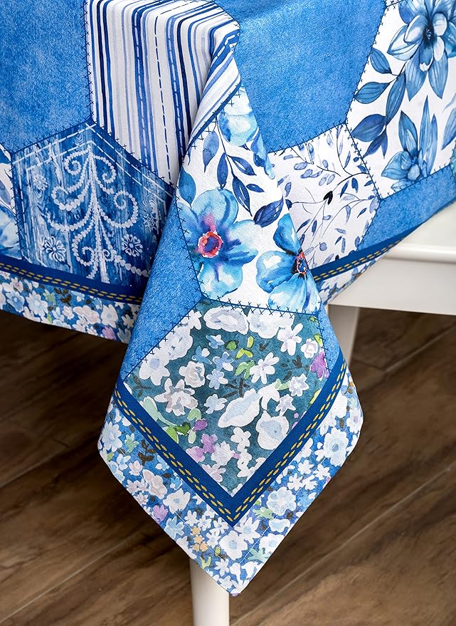 Maison d' Hermine Table Cloth Square Table 100% Cotton 54 x 54 Inches Tablecloth Reusable Decorative for Dining Room Farmhouse Home Valentines Day Decorations Spring Summer - Summer Blues