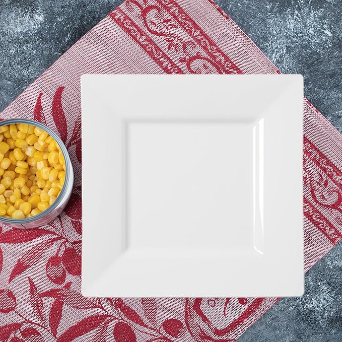 Smarty Had A Party 120 Disposable Plastic Dessert Plates, 8" Heavy Duty Square White Salad Plates for Appetizers and Buffets, Bulk Supplies for Events and all Occasions