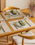 Linen Table Placemats Set of 12 Washable Neutral Beige Dinner Table Mats Modern Farmhouse Rustic Dining Room Decor Heat Resistant Water Repellent 12x18 Inch