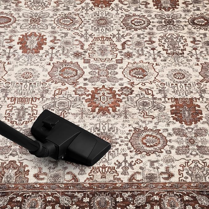 Keen Home Design 6x9 Rug - Machine Washable Area Rug with Non-Slip Backing, Ideal for Living Room, Dining Room, Bedroom - Vintage, Easy Clean, Durable, Low Pile - (6' x 9')