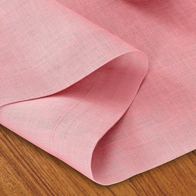 D'Moksha Homes Linen Dusty Pink Table Runner 84 Inches Long - 100% Pure Linen 14 x 84 Inch Table Runner for Dining, Valentines, Spring, Easter - Machine Washable