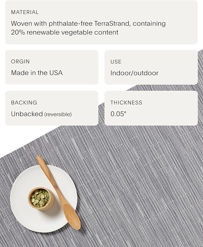 Chilewich Bamboo Placemats Set of 4 - Woven Oval Placemats - Reusable, Stain-Resistant, Indoor/Outdoor Tabletop Protection - 19" x 14" - Fog