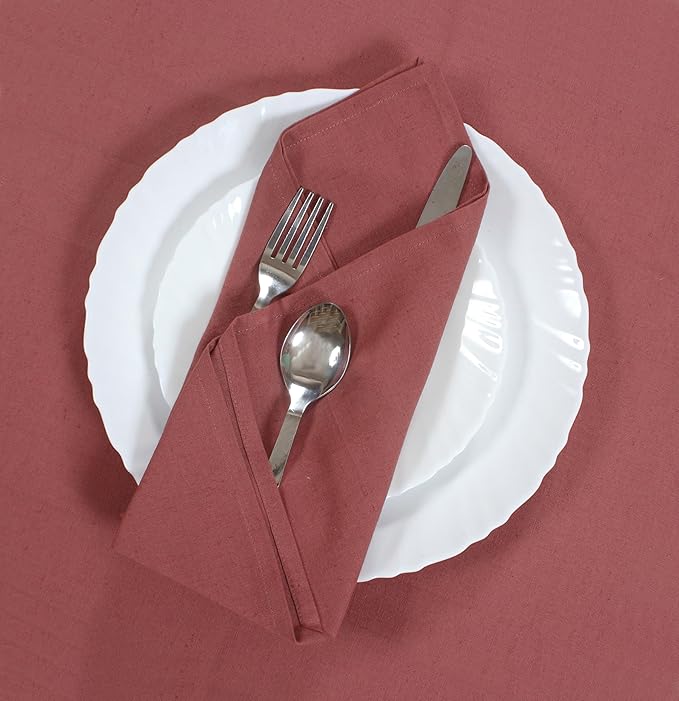 Accent Home 100% Cotton Napkins, Delicate Cloth Napkins for Dinners, Parties and Weddings，18 x 18 Inch Set of 6 - Blush