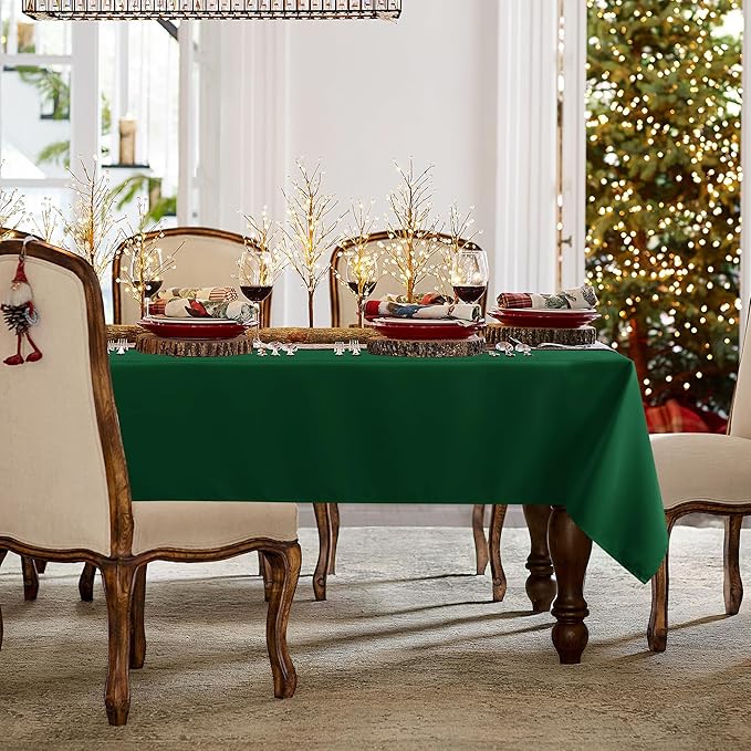 sancua Square Tablecloth - 54 x 54 Inch - Stain and Wrinkle Resistant Washable Polyester Table Cloth, Decorative Fabric Table Cover for Dining Tables, Buffet Parties and Christmas, Hunter Green