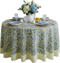 ATOSII Amara 100% Cotton Round Fall Tablecloth, Handblock Print Floral Table Cloth for Kitchen Dining Linen I Parties, Weddings, Christmas, Thanksgiving, Easter Grandmillennial Decor 60" Inches Round