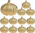 CLEENTABLE Napkin Rings Set of 12 - Pumpkin Elegant Napkin Holders Modern Serviette Buckles Metallic Adornment for Table Settings for Thanksgiving, Fall, Halloween & Holiday (Antique Gold)