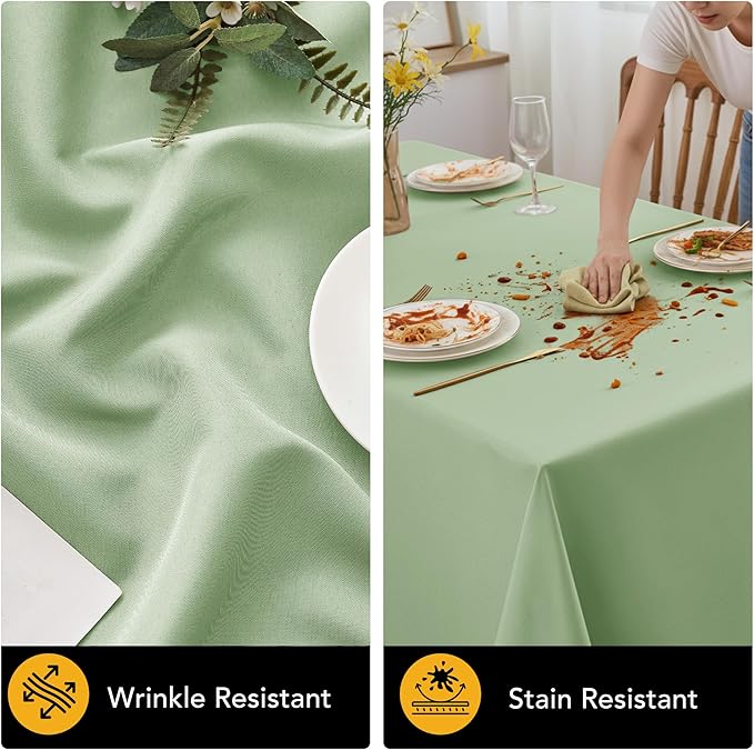 10-Pack Sage Green Tablecloths for Rectangle Tables, 54 x 108 Inches, Stain-Resistant Polyester Fabric for 6 Foot Tables - Washable Table Covers for Weddings, Birthday Parties, Events