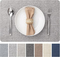 Faux Leather Placemats Set of 6 Vinyl Washable Wipeable Table Mats for Kitchen Dining Table Heat Resistant Waterproof Modern Indoor/Outdoor Placemats Non-Slip Easy Clean Place Mats (Mid Gray)
