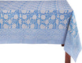 ATOSII Azora Blue 100% Cotton Rectangle Fall Tablecloth, Handblock Floral Print Linen Table Cloth for Kitchen Dining I Parties, Outdoors, Christmas, Thanksgiving I 72 X 120 Inches I 10 Seater