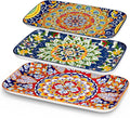 vancasso Serving Platters Set of 3, 16"/14"/12" Inch Rectangular Trays - Serving Platter Extra Large, Ceramic Bohemian Serving Dish for Entertaining Food, Microwave & Dishwasher Safe, Colorful