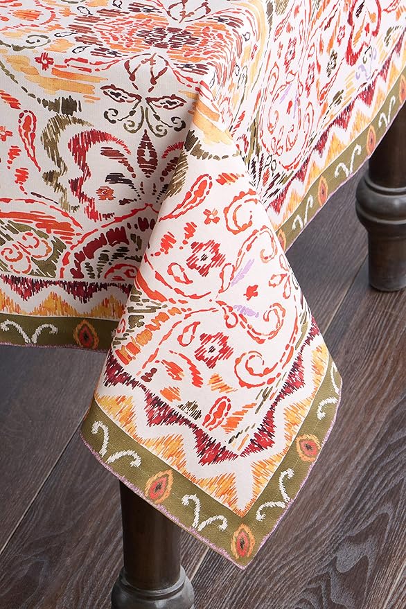 Maison d' Hermine Table Cloth Rectangle Table 100% Cotton 60 x 90 Inches Fall Tablecloth Reusable Everyday Use for Thanksgiving Christmas Decorations Dining Farmhouse Party (Damask)