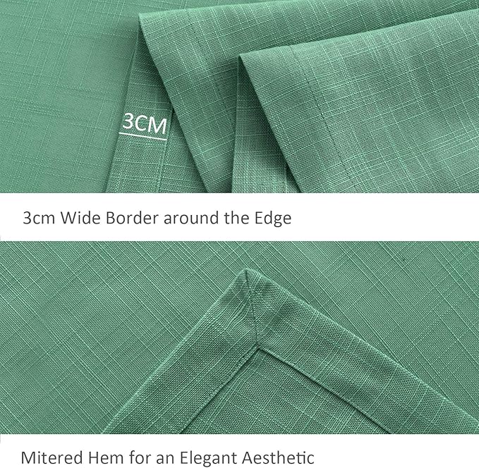 maxmill Lux Faux Linen Table Cloth with Slubby Texture Wrinkle Resistant Anti-Shrink Soft Tablecloth for Kitchen Dining Tabletop for Buffet Banquet Parties Event Dinner Rectangle 52 x 70 Inch Green