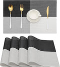 HeloHo Placemats Set of 4 Black and White Grid PlacematsPlacemats Washable Vinyl Woven Table Mats Wipeable Dining Placemat for Kitchen Dining Table Decoration Indoor Outdoor