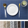 LEXMORE Placemats Set of 6 Vinyl/Plastic Woven Place Mats for Kitchen Table Indoor/Outdoor Washable Placemat Wipeable Dining Table Mats(Navy Blue)