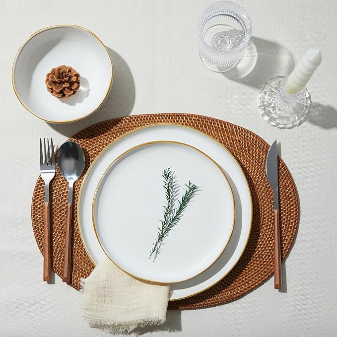 Plates and Bowls Sets, 16 Pieces Dinnerware Set for 4 with Pasta Bowls, Handmade Dishes Set, Chip Resistant Dishware Sets, Microwave Safe Dinner Set, Designed for Interactive Meals, White