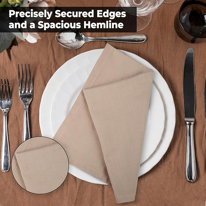 Urban Villa Harvest DinnerNapkins Set of 6Over Sized 20''x20'' Fall ClothNapkins Taupe Color Dinner Napkins Cloth Napkins 100% Cotton Thnaks Giving Cloth Napkins Premium Quality DinnerNapkins