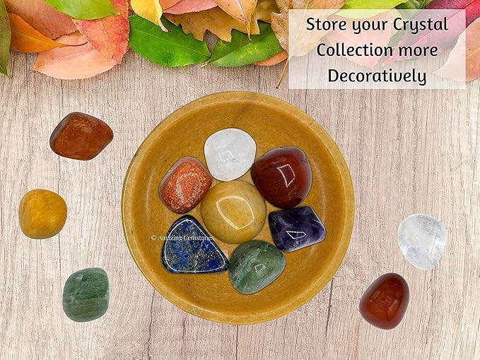 Yellow Jasper Crystal Bowl - 2 Inch Decorative Bowls for Room and Home Decor - Gemstone Healing Crystals for Elegant Display, Positive Energy Balance and Gift