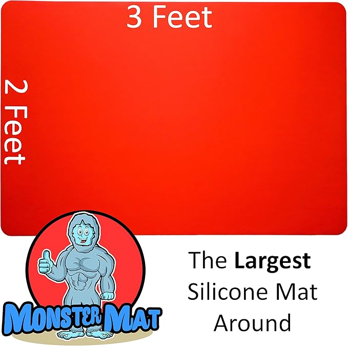MonsterMat 36x24 Inch Extra Large Silicone Table Protector Craft Mat for Painting, Clay, Projects, Arts and Crafts and More. Easy Clean Up and Rolls for Storage. Largest Mat Available