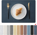 Jovono Faux Leather Placemats Set of 8, Waterproof Washable Table Mats, Easy-Clean Heat Resistant Kitchen Vinyl Place Mat for Dining Table, Restaurant, Indoor, 17.8"x11.9", Coffee