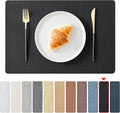 Jovono Faux Leather Placemats Set of 4, Waterproof Washable Table Mats, Easy-Clean Heat Resistant Kitchen Vinyl Place Mat for Dining Table, Restaurant, Indoor, 17.8"x11.8", Black