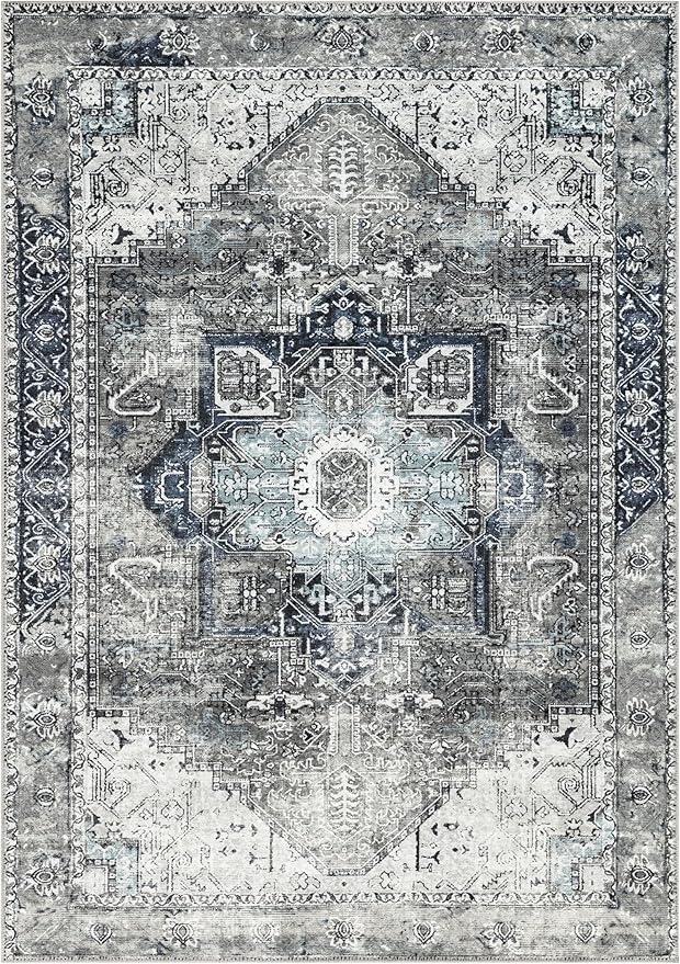 Keen Home Design 4x6 Rug - Machine Washable Area Rug with Non-Slip Backing, Ideal for Living Room, Dining Room, Bedroom - Vintage, Easy Clean, Durable, Low Pile - (4' x 6')