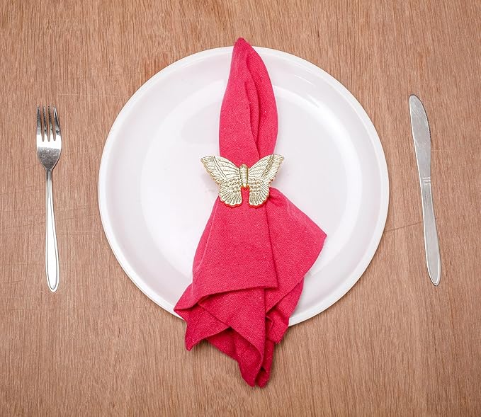ALPHA Living HOME Basic Butterfly Napkin Ring Collection Decorative, 12 Count Premium Metal Napkin Rings for Dinner Table Decor, Wedding, Banquet, Party, Easter Fall Thanksgiving Christmas (Gold)