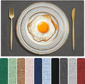 Cloth Placemats Set of 6, Cotton Linen Blend Machine Washable Double Layered Durable Place Mats Heat Resistant Placemats Wrinkle Free Thick Fabric Dining Table Mats (Dark Grey, 6)