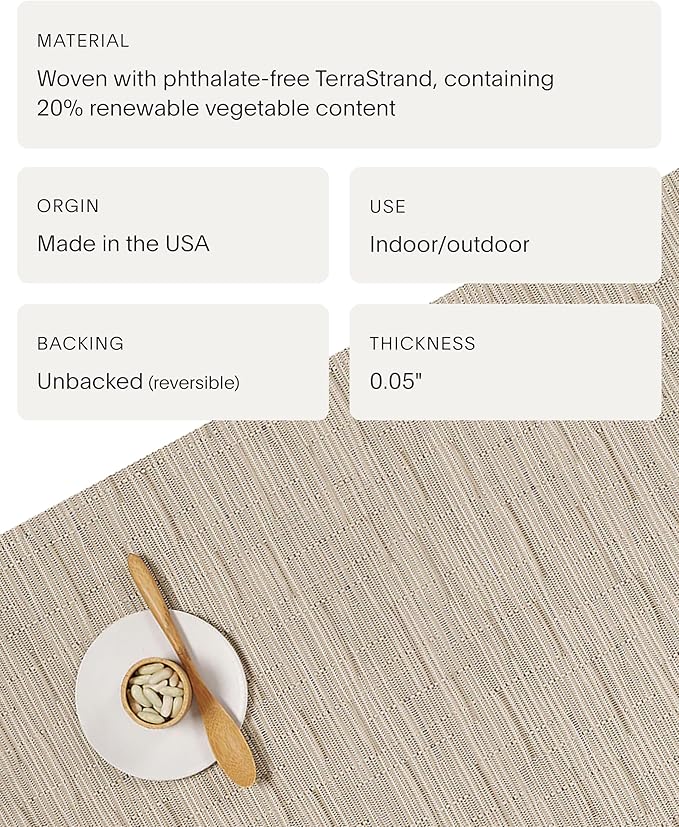 Chilewich Bamboo Placemats Set of 4 - Round Woven Placemats - Reusable, Stain-Resistant, Indoor/Outdoor Tabletop Protection - 15" - Oat
