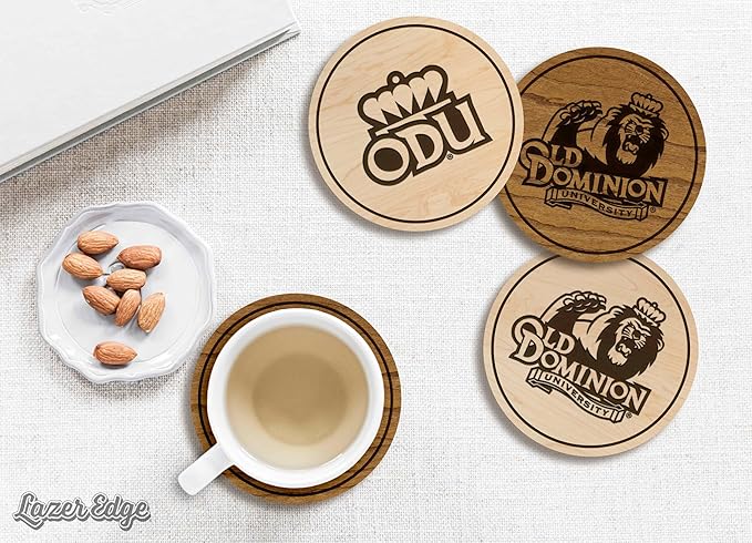 LazerEdge Old Dominion Monarchs Wooden Coaster Set - Cherry Wood - Officially Licensed Product - 4-Pack
