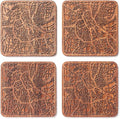 Nashville, TN Map Coaster by O3 Design Studio, Set of 4, Sapele Wooden Coaster with city map, Multiple city optional, Handmade
