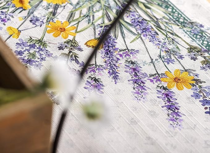 Maison d' Hermine Table Cloth Rectangle Table 100% Cotton 54 x 72 Inches Tablecloth Reusable Decorative for Dining Room Farmhouse Home Valentines Day Decorations Spring Summer - Fanny Lavender