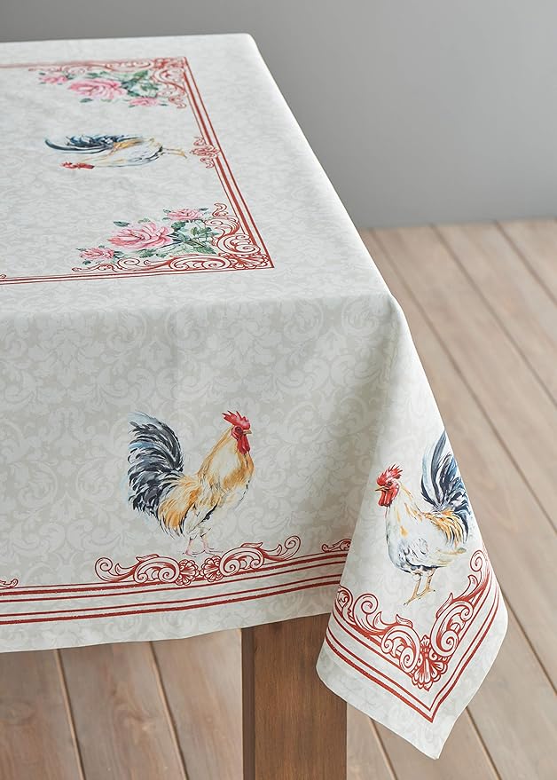 Maison d' Hermine Table Cloth Rectangle Table 100% Cotton 60 x 90 Inches Tablecloth Reusable Decorative Everyday Use for Dining Room, Farmhouse, Home, Party, Festive & Wedding Spring Summer - Campagne
