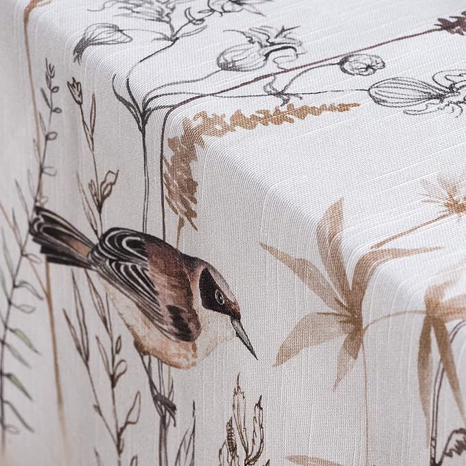 Maison d' Hermine Table Cloth Square Table 100% Cotton 54 x 54 Inches Tablecloth Reusable Decorative for Dining Room Farmhouse Home Valentines Day Decorations Spring Summer - Meadow Florals - Brown