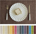 Softalker Faux Linen Placemats Set of 6-12 x 18 Inch, Heat Resistant Double Layered Durable Burlap Farmhouse Place Mats, Non-Slip Washable Rustic Table Mats for Dining, Kitchen, Party（Dark Brown