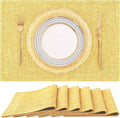 homing Cotton Linen Placemats Set of 6, Cloth Washable Farmhouse Dining Table Mats for Indoors & Outdoors, Easy to Clean, Mustard Yellow, 13 x 19 Inch