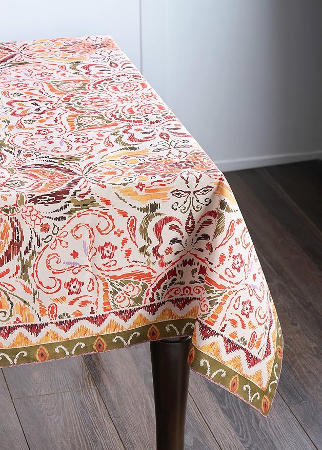 Maison d' Hermine Table Cloth Rectangle Table 100% Cotton 60 x 120 Inches Fall Tablecloth Reusable Everyday Use for Thanksgiving Christmas Decorations Dining Farmhouse Party (Damask)
