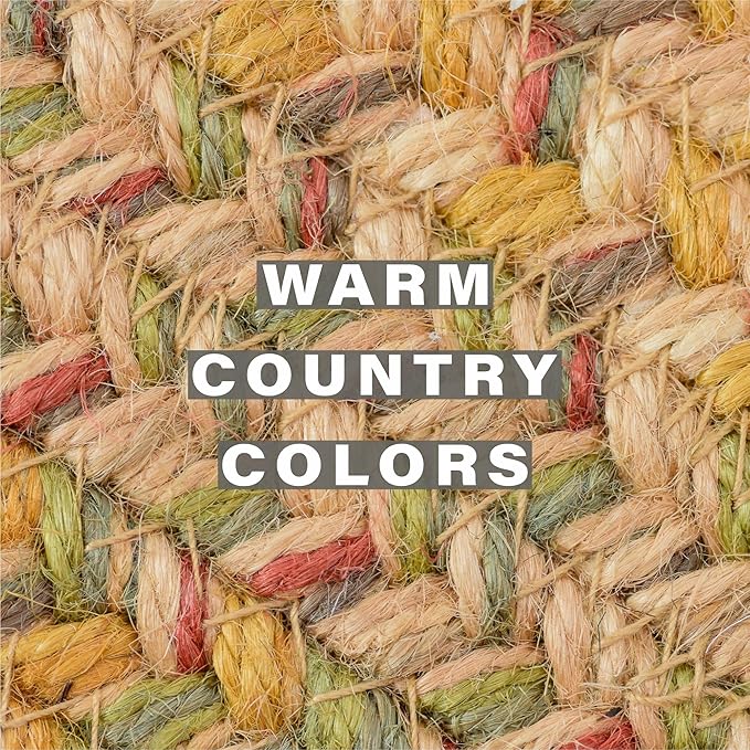 Homespice Harvest Jute Woven Round Placemats Set of 6, 15", Warm Country Decor, Multicolor Table Mats - Vibrant Colors, Durable, Easy to Clean and Protects Furniture