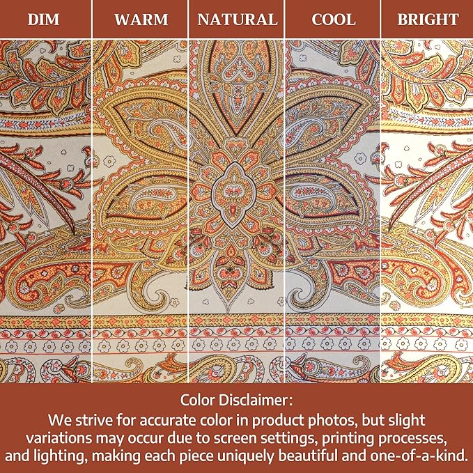 Maison d' Hermine Table Cloth Rectangle Table 100% Cotton 70 x 140 Inches Fall Tablecloth Reusable Everyday Use for Thanksgiving Christmas Decorations Dining Farmhouse Party (Kashmir Paisley)